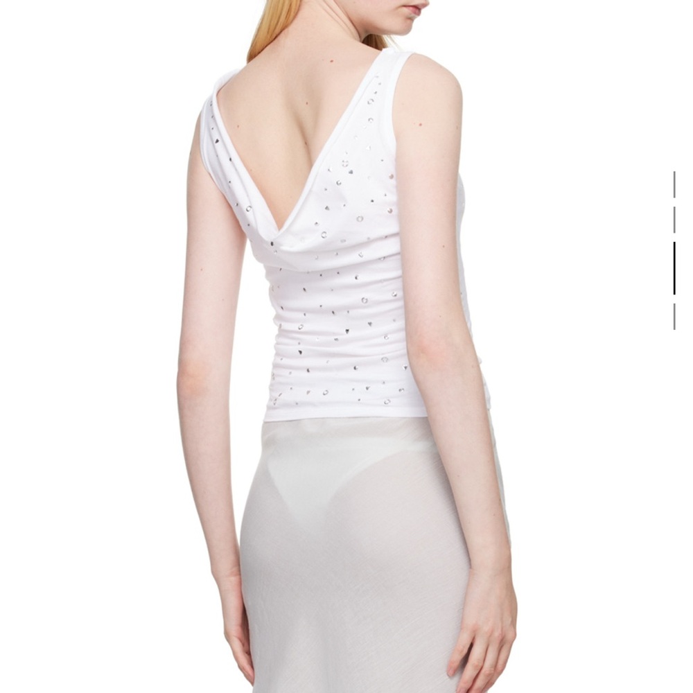 GIMAGUAS White Sleeveless Top with Rhinestone Accents